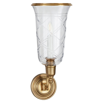 Cambridge Single Sconce in Natural Brass with Clear Glass